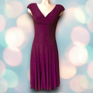 American Living Women’s Magenta V-Neck Stretchy Front Twist Midi Dress Size 4